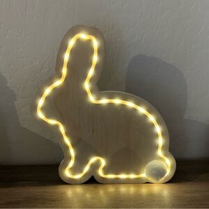 12" Easter Natural Wood Bunny Light Up Faux Neon Sign- Spritz